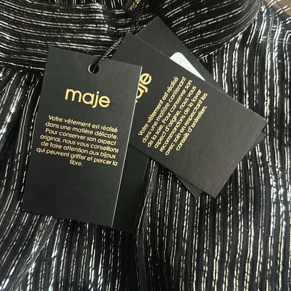 Maje Rivela Cutout metallic silk-blend chiffon mini dress Size 42 US 10 - Picture 7 of 15